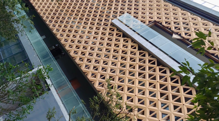 惠州茶園UHPC鏤空幕墻板完工落地效果 惠州茶園UHPC鏤空幕墻板完工落地效果